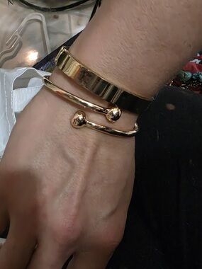 Ann Taylor Gold Tone Hinged Bangle Bracelet Set